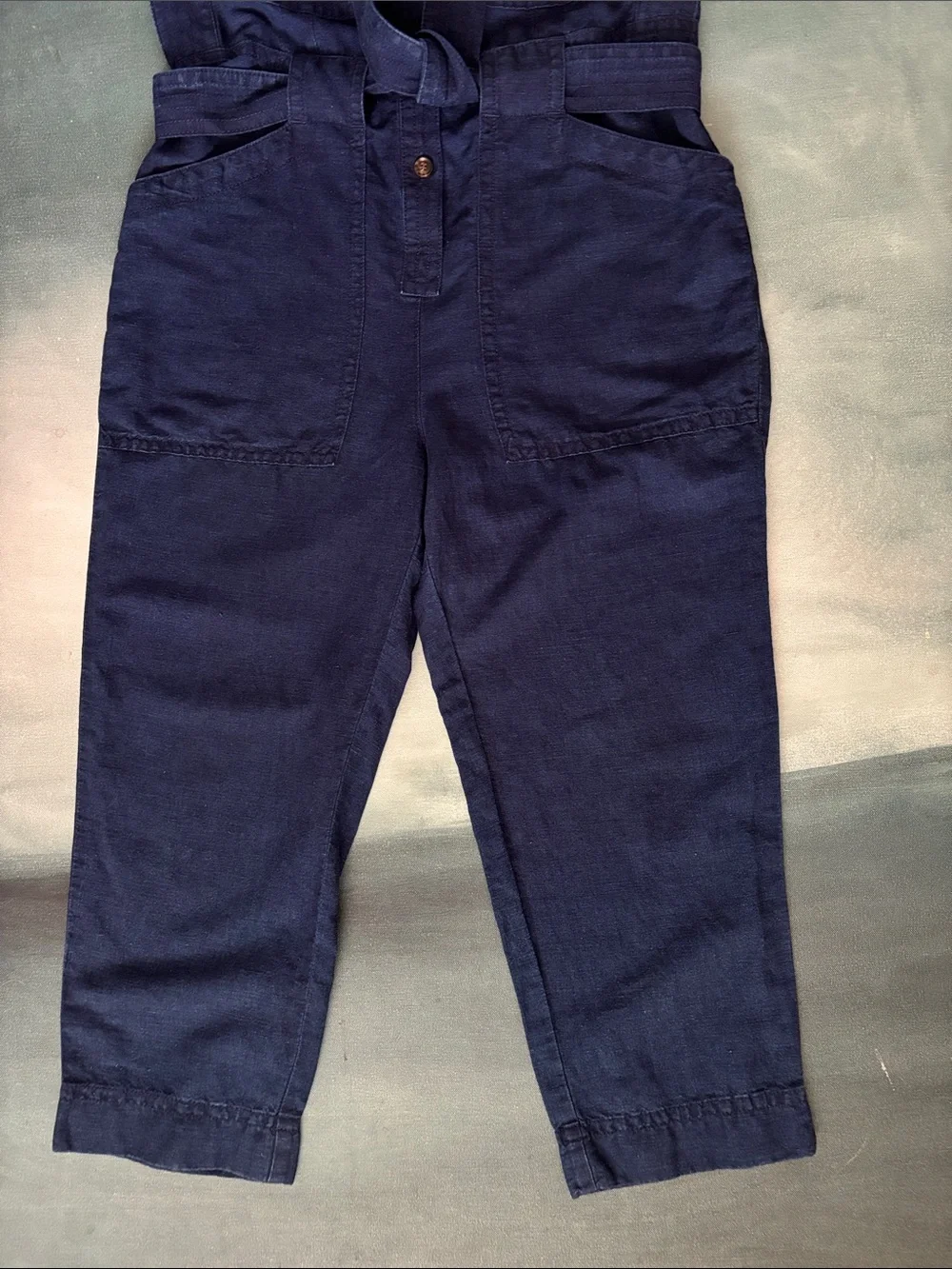 Banana Republic Sleeveless Utility Jumpsuit Linen Cotton Indigo Blue - Picture 7 of 12